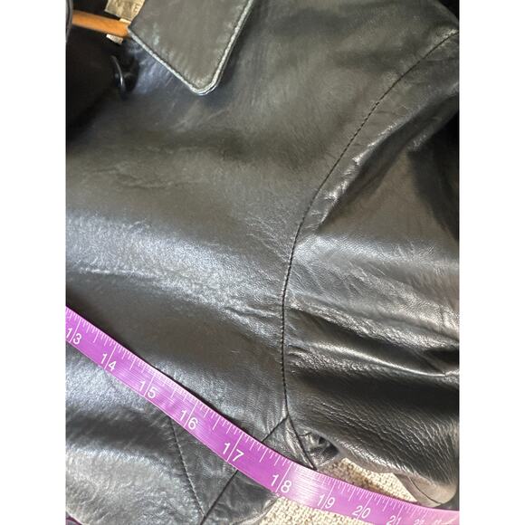 Nine West Vintage Leather Y2K Butter Soft Button-Up Jacket in Black - Size S - Picture 7 of 7